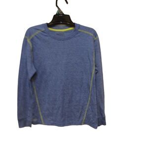 DRISTAR boy long sleeve tee sweatshirt size L 10-12 light blue with lime